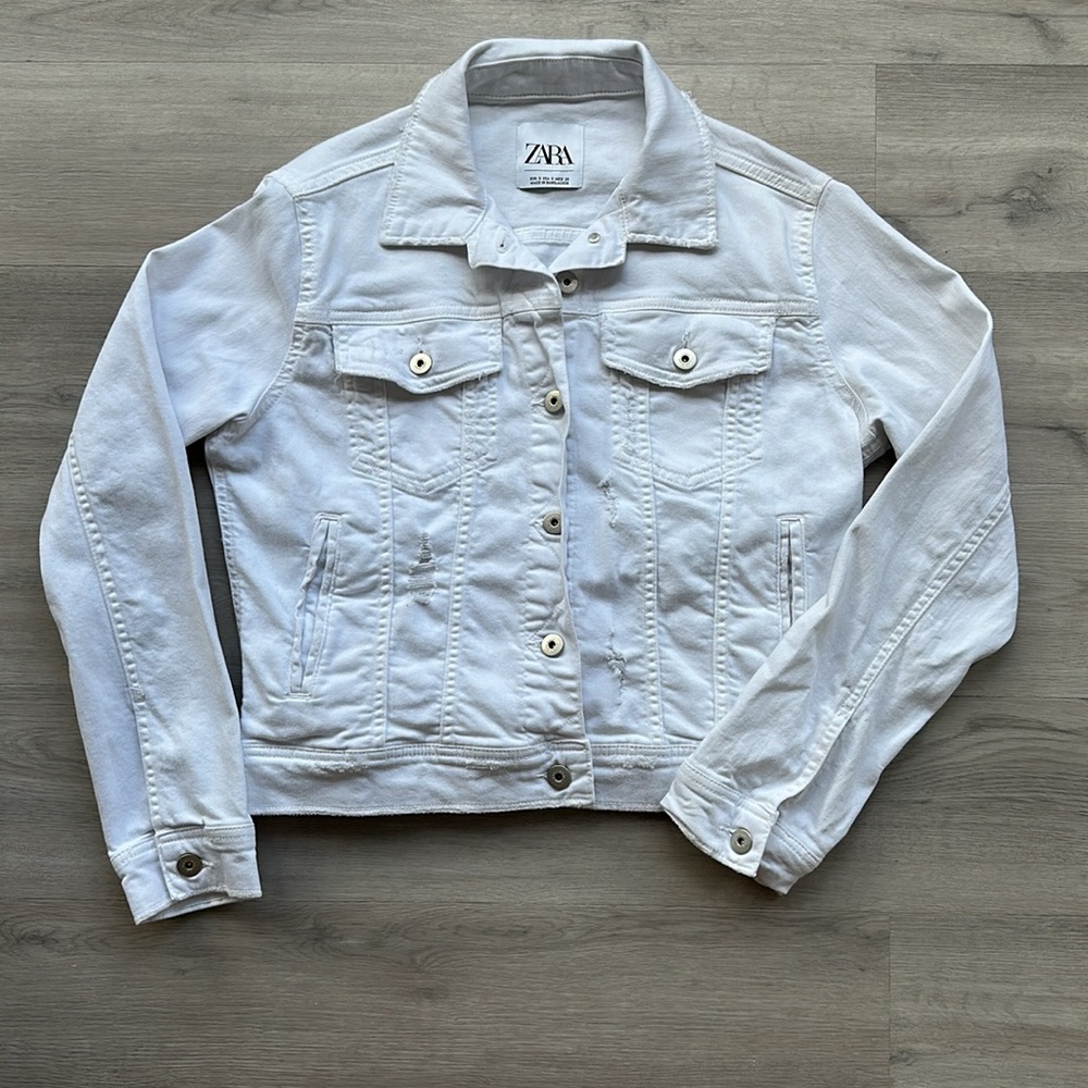 Zara Women's White Denim Jacket